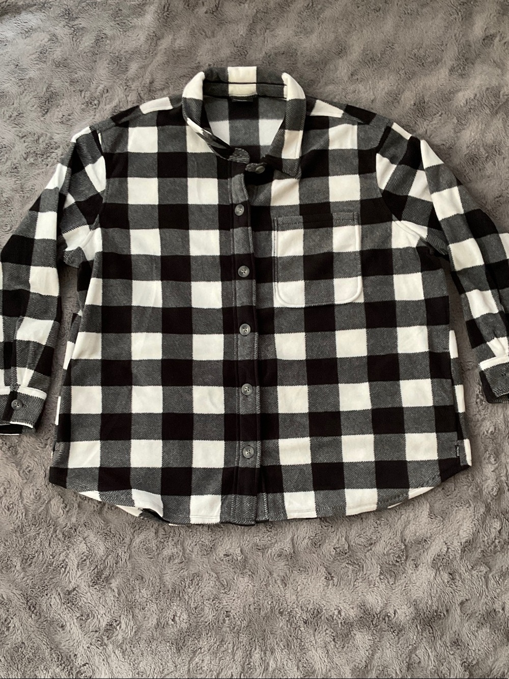 Women's Black & White Checkered Button-Up Cardigan